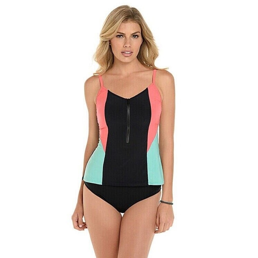 MagicSuit Womens Dive In Lindsay Top Sz 8 US 10 UK Tankini Top Separate 1/2 Zip - Picture 1 of 10